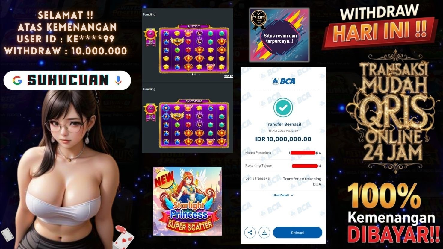 SUHUCUAN JACKPOT SLOT STARLIGHT PRINCESS SUPER SCATTER